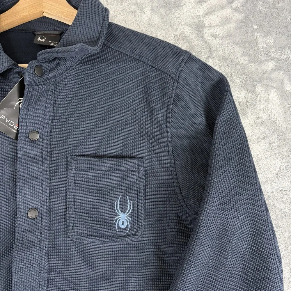 Spyder Mens Small Frontier Shirt Jacket Fleece Blue Snap Button Up NWT